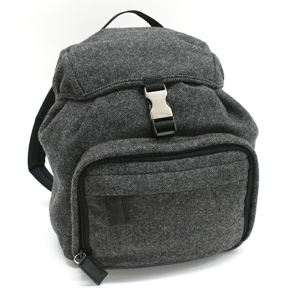 Prada Backpack Rucksack FELTRO Wool Gray Triangle Plate